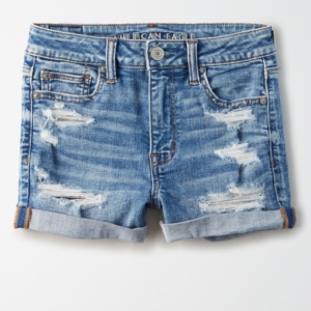 American Eagle Next Level High Rise Shortie Denim Short Shorts size 12